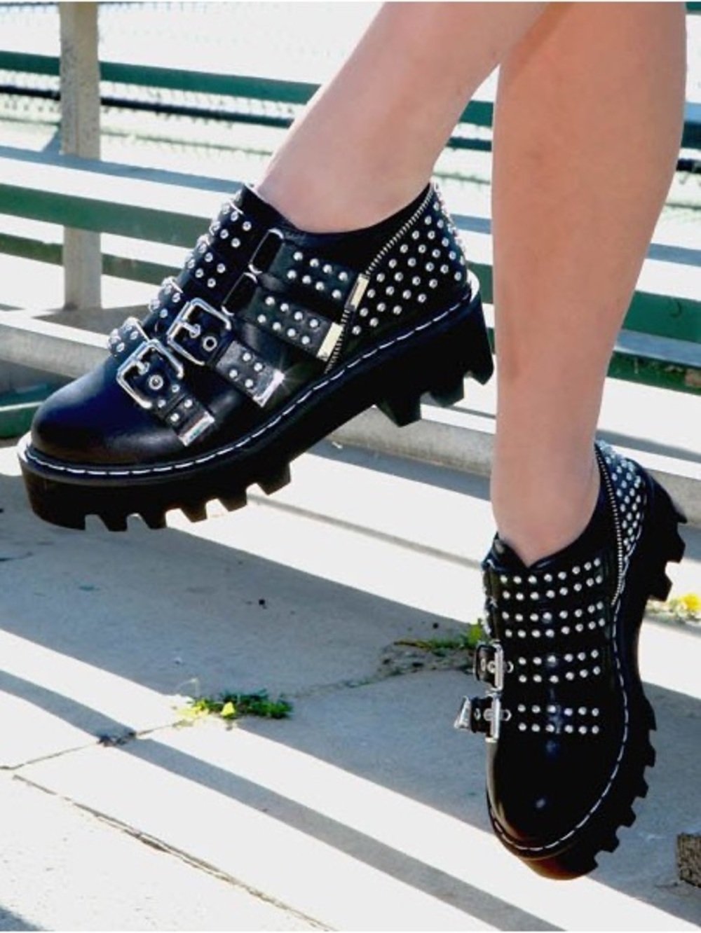 Dolls Kill Lamoda Goth Punk Faux Leather Studded Mary Jane’s